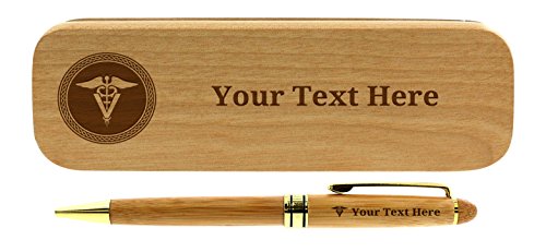 Personalized Veterinarian Gifts Vet Pen Set Personalized Engraved Bamboo Wood Gift Pen Case Set