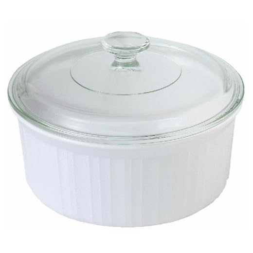 CorningWare French White 2-1/2-Quart Round Casserole Dish with Glass Cover