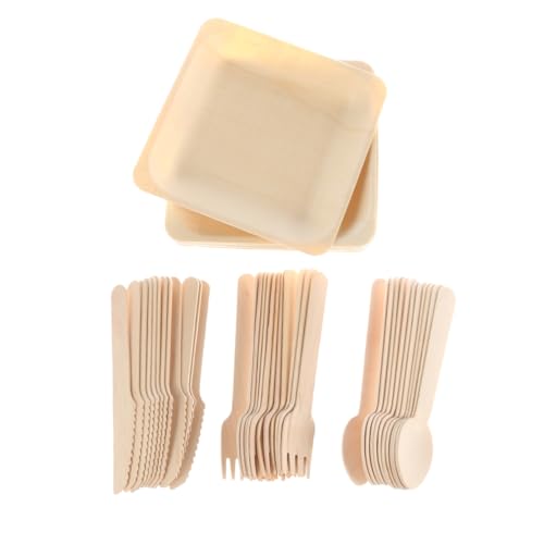 Ipetboom 48pièces Set De Couverts Assiettes Biodégradables Fourchettes Et Couteaux Vaisselle Écologique Pour Fêtes Pique- Et Anniversaires