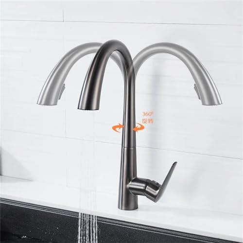 Robinet de cuisine avec douchette cachée extractible et bec pivotant - 6