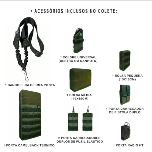 Colete Tático Modular Operacional Paintball JA Rio Militar Verde Oliva