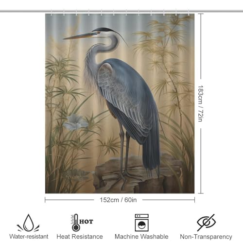 Rideau de douche crane tissu lavable 152x183cm polyester étanche - 4