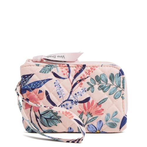 Cotton Double Zip ID Case Wallet with RFID Protection, Paradise Coral, One Size