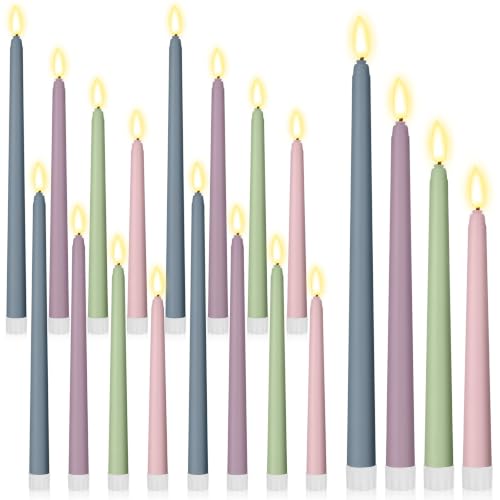 Image of Rossesay 24 Pcs Flameless LED Taper Candles Battery Operated Candles 8.5 inch, 9.65 inch, 10.8 inch, 12.8 inch Flameless Candlesticks Flickering for Christmas Church Wedding(Classic, Light Color)