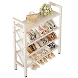 Elegante scarpiera bianca in metallo, salvaspazio, per ingresso, scarpiera indipendente stretta, soluzione elegante (50 x 19 x 90 cm)