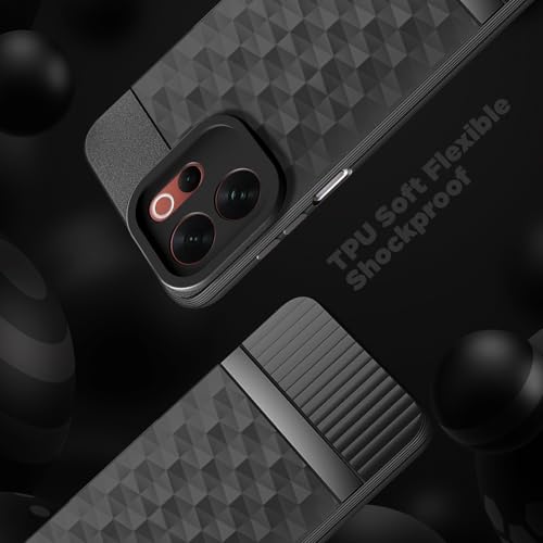 Image of Back Cover for Vivo V70 Elite 5G Camera Protection 3D Hexa Cube Design Silicone Protective Bumper Back Cover Case for Vivo V70 Elite 5G - Black