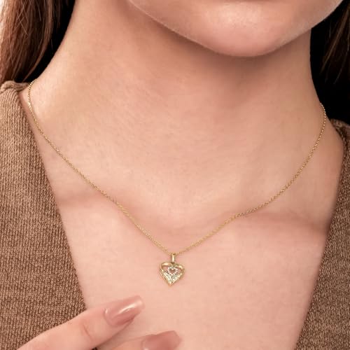 Cali Trove Diamond Double Heart Necklace For Women | 1/20 Ct, 1/4 Ct & 1/2 Ct Natural Diamonds | 10KT White, Rose, Yellow Gold | 18 Inch Chain Necklace | Minimalist Jewelry | Gold Jewelry Gifts2