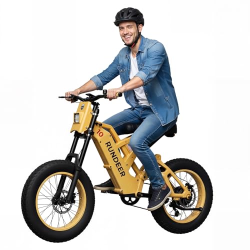 RUNDEER Electric Bike for Adults,20" Fat Tire Electric Dirt Bike,100-50