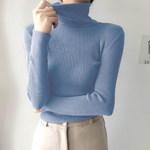 Akklian Basic Solid Sweater Winter Slim Fitted Warm Pullover Sweater Ribbed Knit Cold Resistant Trendy Elastic Jumper Tops2