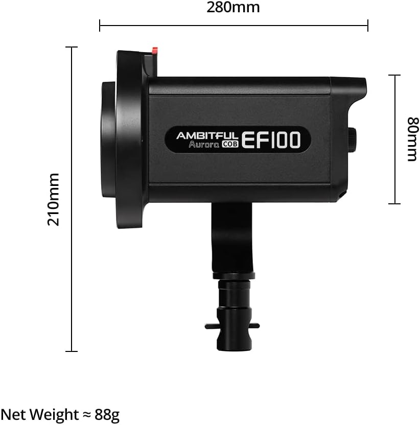 AMBITFUL EF100 LED Video Light, 100W LED Continuous Lighting, CRI 95+ Studio Light with App Control, 5600K Daylight, Bowens Mount for YouTube, Photography, Video Production
