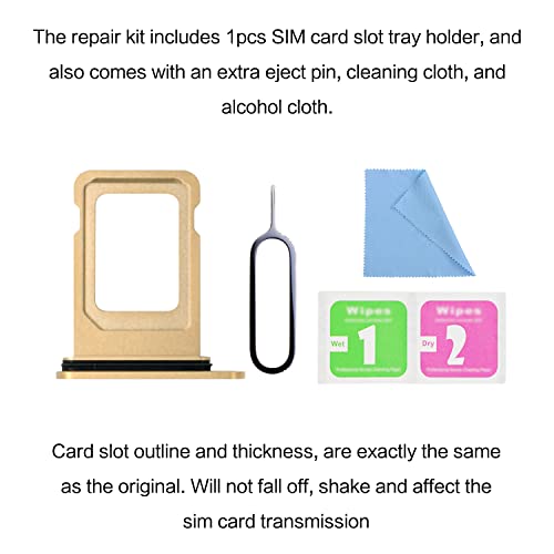 Asdawn For Iphone 12 Pro Max Sim Card Slot Tray Holder Replacement For Iphone 12 Pro Sim Card Tray Slot Waterproof Rubber Ring And Sim Pin(Single Sim Version)(Gold) #TOP6