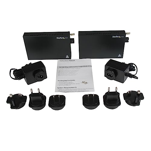 Image of StarTech.com 10 /100 Mbps Ethernet Single Mode WDM Fiber Media Converter Kit SC 20km, TAA (ET90110WDM2)