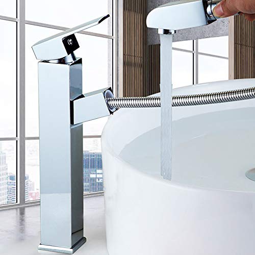 Robinet mélangeur lavabo salle de bain rétractable eau chaude froide cuivre