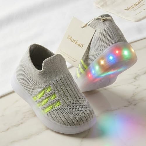 Image of inchJugnu inch LED Light-Up Baby Shoes (0-5 Years) | Soft Sole Comfort for Tiny Feet, Breathable Knit, Easy Slip-On | Magical Glowing Shoes for Happy Kids.