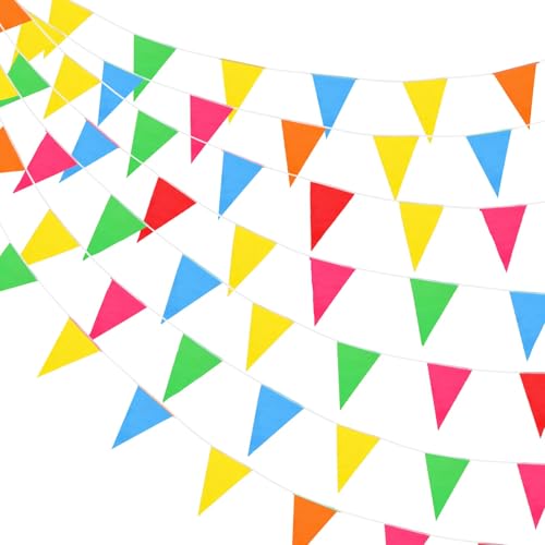 Hahafelt 100 Feet Pennant Banner 75 Triangle Flags String,Bright Color