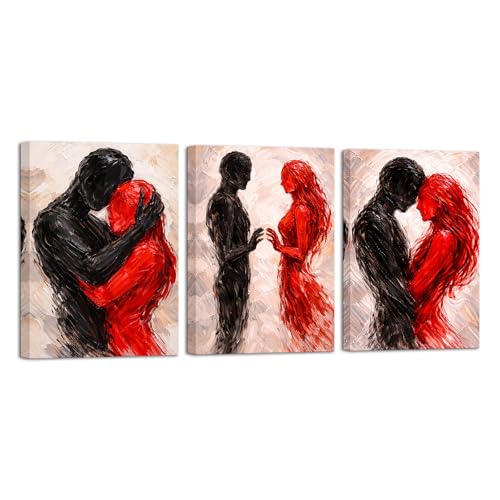 Nachic Wall Abstract Couple Wall Art Romantic Lovers Decor (Black and Red) by Nachic Wall - Used condition - US$28.82
