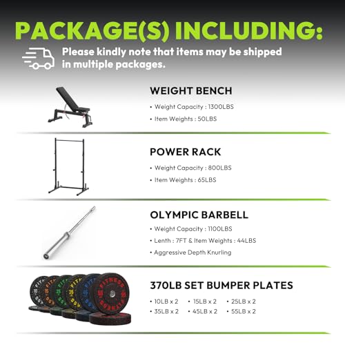 Image of Squat Rack with Pull Up Bar, Adjustable Power Racks for Home Gym, 800 lbs Capacity Bench Press Rack, Fits 6 & 7 FT Barbells for Strength Training