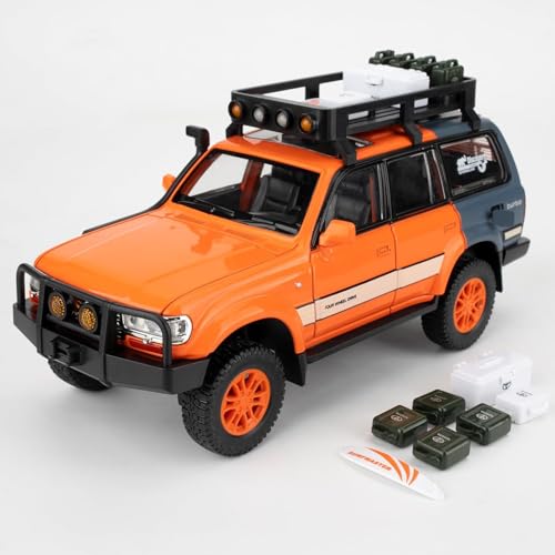 Image of 1:24 Scale Land Cruiser Toy Car Model Cruiser Diecast Metal Cars Light Sound Pullback Openable Door Car for Kids, White