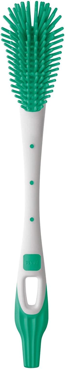 MAM Bottle Brush | Teat Brush with Hanging Hole for Easy Storage | Non-Scratch Brush for Cleaning Bottle Teats | Baby Accessories | Unisex (Colour May Vary)