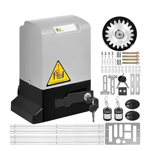 Motor Puerta Corredera, Abridor de puerta eléctrico de 1300LBS, abridor de puerta de garaje deslizante automático, 2 llaves con operador de bastidores de 4m for Hotel, fábrica y escuela