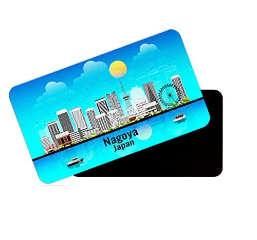 Image of dhcrafts Rectangular Rubber Fridge Magnet /Magnetic Card Blue Japan Nagoya Design Pack of 1 (8.6cm x 5.4cm)