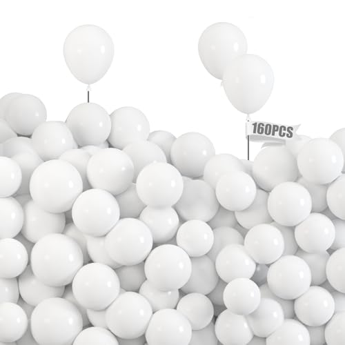 LOVESTOWN 160 PCS 5 Inch White Balloons Small White Latex Party Balloons