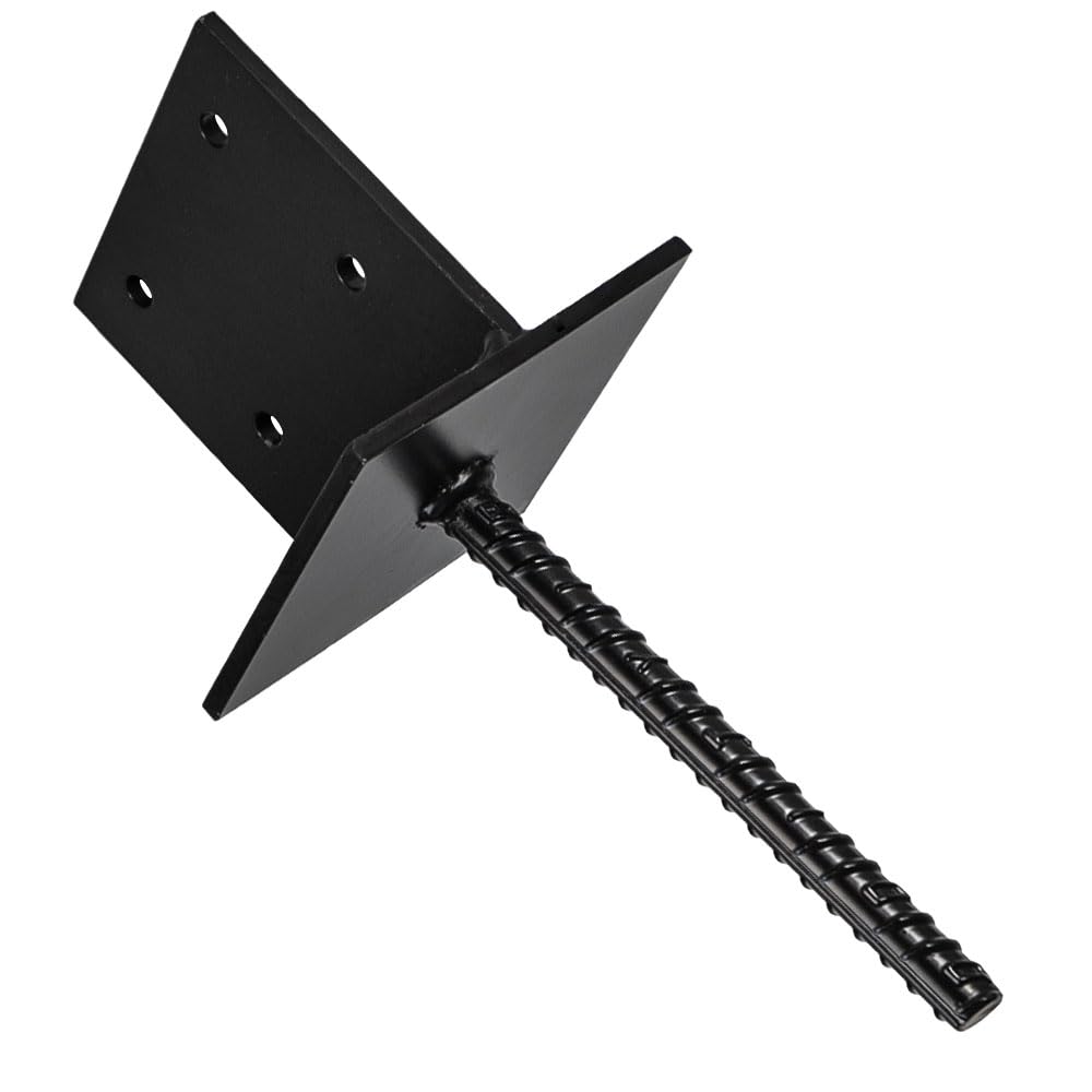 Heavy Duty Black Galvanised Internal Concrete-in Pergola Post Support – Steel Ground Anchor Base for Outdoor Structures (90mm)