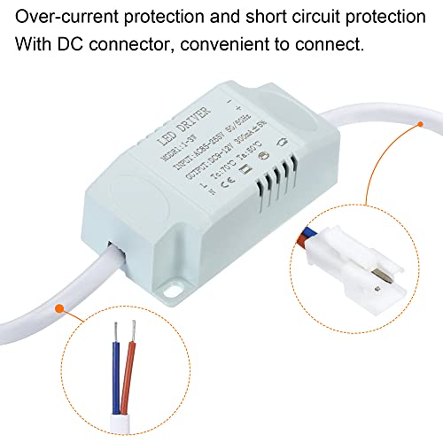 Image of PATIKIL 1-3W 300mA LED Driver, 5 Pack AC 85-265V Output 9-12V DC Male Connector Constant Current Rectifier Transformer External Power Supply