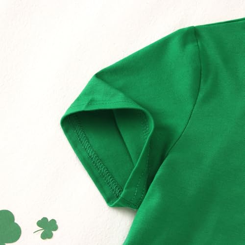 Image of MODNTOGA Kids Girl St Patricks Day Shirt Leopard Rainbow Graphic Tee Lucky Shamrock T-Shirt Green Clover Short Sleeve Tops