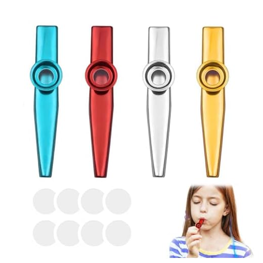 XUZOPIM 4 Piezas Kazoo Instrumento Kazoo Metal Kazoo Niños Con Para Regalos De Fiesta Flauta Nariz Para Niños Amantes Para Acompañar Instrumentos Como Guitarra Violín