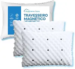 Kit 2 Travesseiro Ortopédico Magnético Perfil Alto com Infravermleho Longo, Macio Gorduchinho,Suppremo Sono