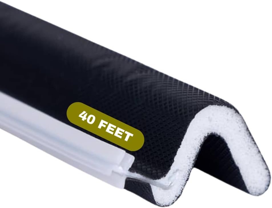 V Shape Weather Stripping Kerf Weatherstrip, 40 Ft Flex Strip Foam Door Seal Frame Insulation Side Jamb Bottom Groove Gap Filler Soundproof V Weatherstripping (Dark Brown)