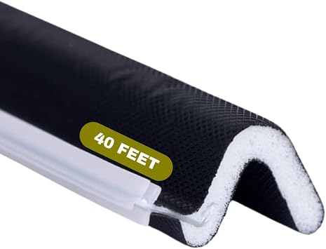 V Shape Weather Stripping Kerf Weatherstrip, 40 Ft Flex Strip Foam Door Seal Frame Insulation Side Jamb Bottom Groove Gap Filler Soundproof V Weatherstripping Black