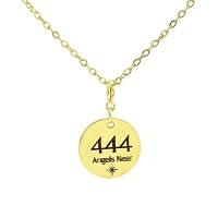 UMBRELLALABORATORY 444 Angel Number Necklace for Women, 18K Gold Plated Necklace, Interchangeable Pendant Charm, Spiritual Jewelry Gift, Angels Near engraving