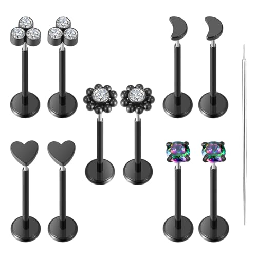 Uni-J 10pcs Threadless Nose Studs