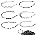 6 Stück Metall Haarreif Herren, Schwarz Haarreifen Unisex Wave Haarband Spring Haarbänder Multi-Style Stirnband Zubehör für Outdoor Sports Yoga mit Gummiband