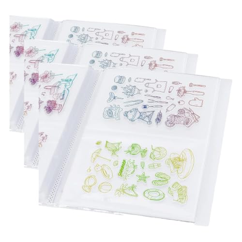 Image of GLOBLELAND 80 Pockets Clear Stamps Storage Album Cut Dies Storage Bag Embossing Folder Keeper Cards Folder Bag for DIY Scrapbooking Arts Crafts Collecting 5.11x7inch (Pack of 3)