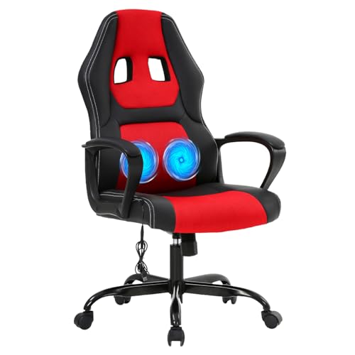 Image of BestOffice Gaming Chair with Massage, Ergonomic Office Desk Chair, Adjustable Lumbar Support & Headrest,Computer Task Chair, 360 Swivel for Adults (Red)