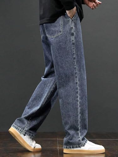 Image of GRECIILOOKS Men Jeans || Baggy Fit Jean's for Man || Loose Fit High Rise Denim || Stretchable Casual Wear Jean,s || Dance Rap Rapping Style Pant for Men || Denim Cotton Jeans