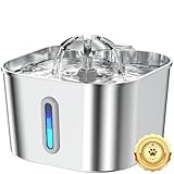 Cat Water Fountain Stainless Steel, 2.2L/74oz Cat Fountain with Quiet Pump, Automatic Pet Water Dispenser, Ideal for Multi-pet Homes, Fresh & Clean Water for Cats and Dogs