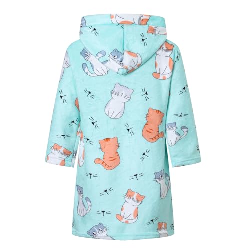 Image of Boys Girls Bathrobes,Toddler Boy Girl Robes,Children's Plush Soft Coral Fleece Hooded Pajamas Sleepwear for Kids