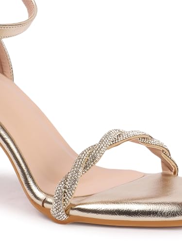 Image of Carlton London Women Comfortable Elegant Stiletto Heel Square Toe Ankel Loop fashion Sandal for Party,Wedding and Casual Use
