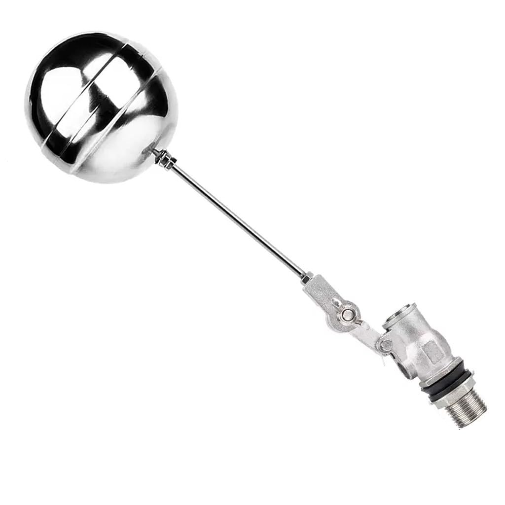 Valvola a galleggiante in acciaio inossidabile, Valvola a galleggiante regolabile estesa in acciaio inossidabile da 1/2", valvola a sfera galleggiante for serbatoio di acqua calda e fredda, controllo