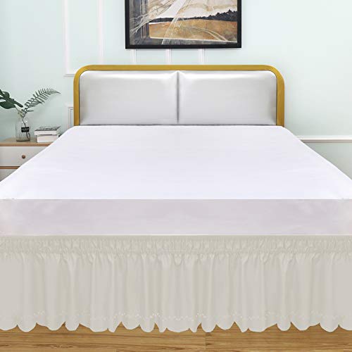 Obytex Wrap Around Bed Skirts Fashional Elastic Dust Ruffle Silky Soft & Wrinkle Free Classic Stylish Look In Your Bedroom (Cream, Twin/Full) #TOP2