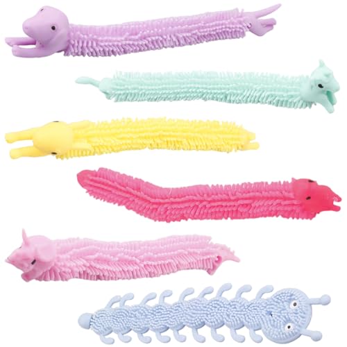 Hopzab 6 Pcs Fidget Stretchy Strings 20CM Sensory Toys for Stress & Anxiety Relief Fidget Stretchy Strings for Kids and Adults with Autism ADHD ADD(Random Colours)