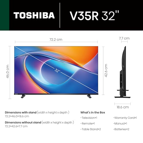Image of Toshiba 80 cm (32 Inches) HD Ready Smart LED TV | Dolby Audio & DTS Virtual:X | Game Mode | REGZA Engine | VIDAA OS | 32V35RP (Black)