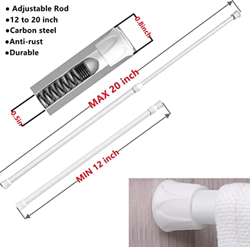 Blu-Pier Tech Small Spring Tension Window Curtain Rods, 12 To 20-Inch Adjustable Spring Tension Rod - White, 2 Rods Per Pack #TOP1