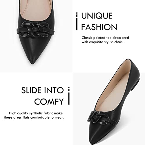 Coutgo Women's Ballet Flats Chain Pointed Toe Slip On Flats Shoes for Women Dressy Comfort Loafers3