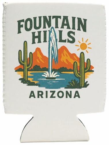 Fountain Hills Arizona Vintage Souvenir Design Neoprene Can Hugger White