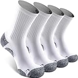 SITOISBE Cushioned Compression Unisex Mid-crew Socks 4-Pack, Large, White
